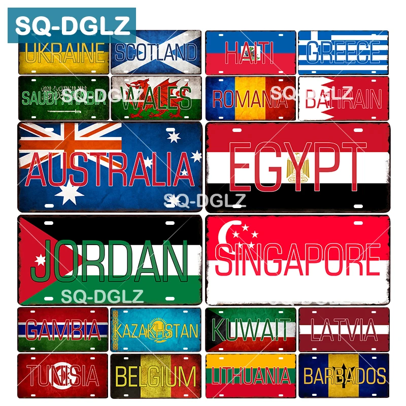 [SQ-DGLZ] Ours National Flag Ukraine Wall Decoration Tin Sign Country Flag Metal Sign Home Decor Painting Plaques Poster