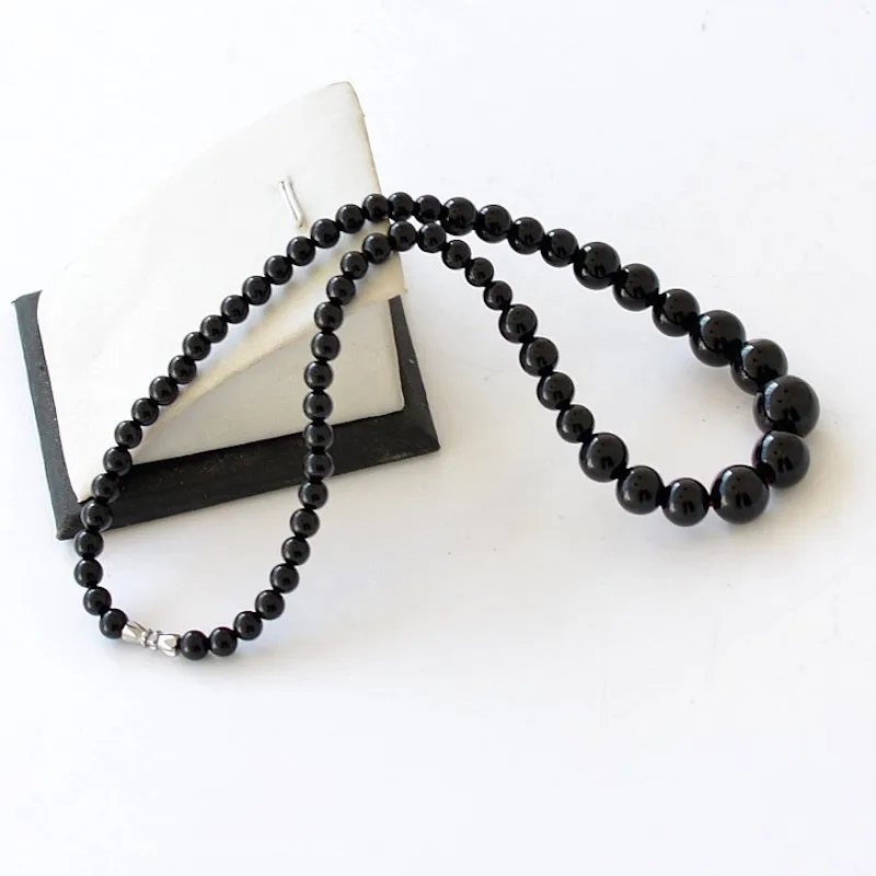 Black Onyx Stone Bead Necklace European Cool Men Jewelry Trendy Yoga Men's Women Necklaces Mala Beads