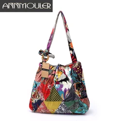 Annmouler borsa a tracolla da donna di marca borse in tessuto di cotone borsa Hippie Patchwork regolabile borsa Hobo Gypsy di grande capacità