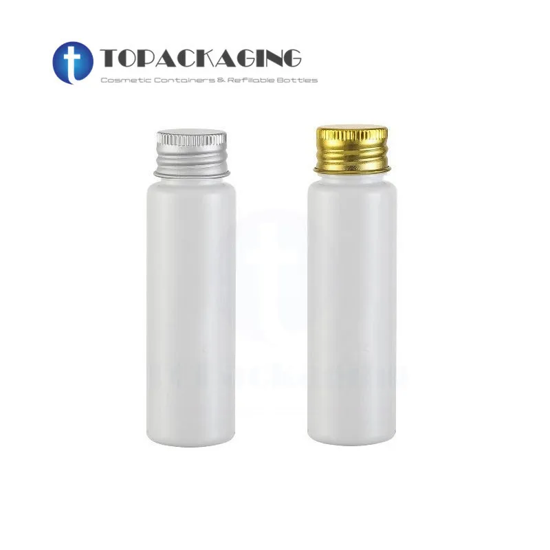 

30PCS/LOT-30ML Aluminum Screw Cap Bottle,White Plastic Cosmetic Container,Serum Sub-bottling,Empty Shampoo Bottle,Flat Shoulder