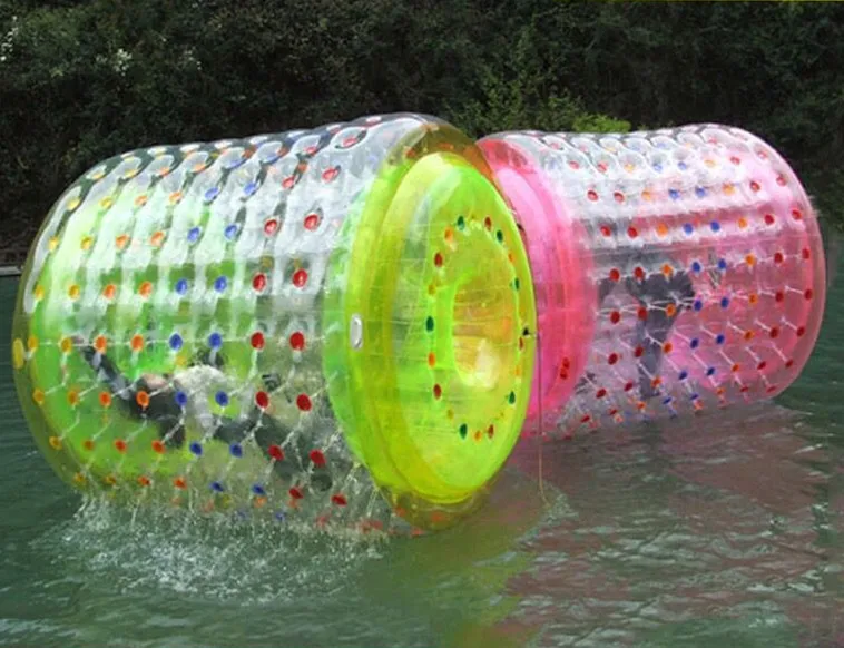 HIBADOU 2.4*2.2m Inflatable Water Roller Ball Thickened Colorful Lawn Push Roll Walking Bucket Yo Bo Balloon
