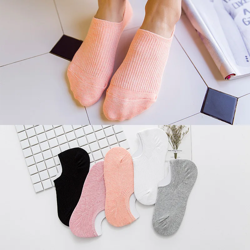 

10 Pair/Lot Candy Color Non-slip Silicone Women Invisible Socks Cotton Shallow Mouth Heart Socks Spring And Summer Free Shipping