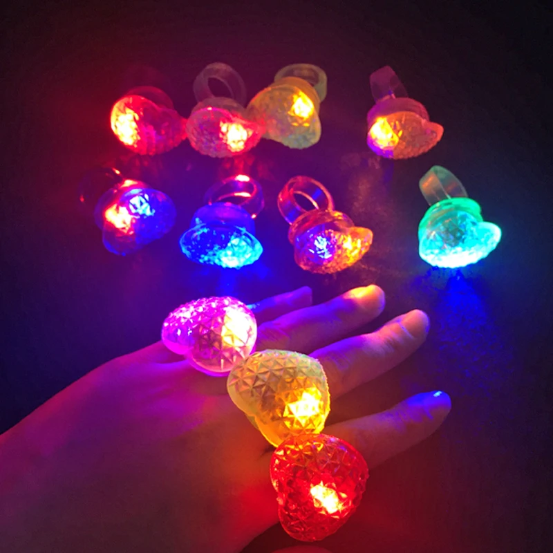 

60pcs luminous glow Ring LED Heart Ring Colorful Women Mens Wedding rave festival Valentine's day Party Accessories Kids