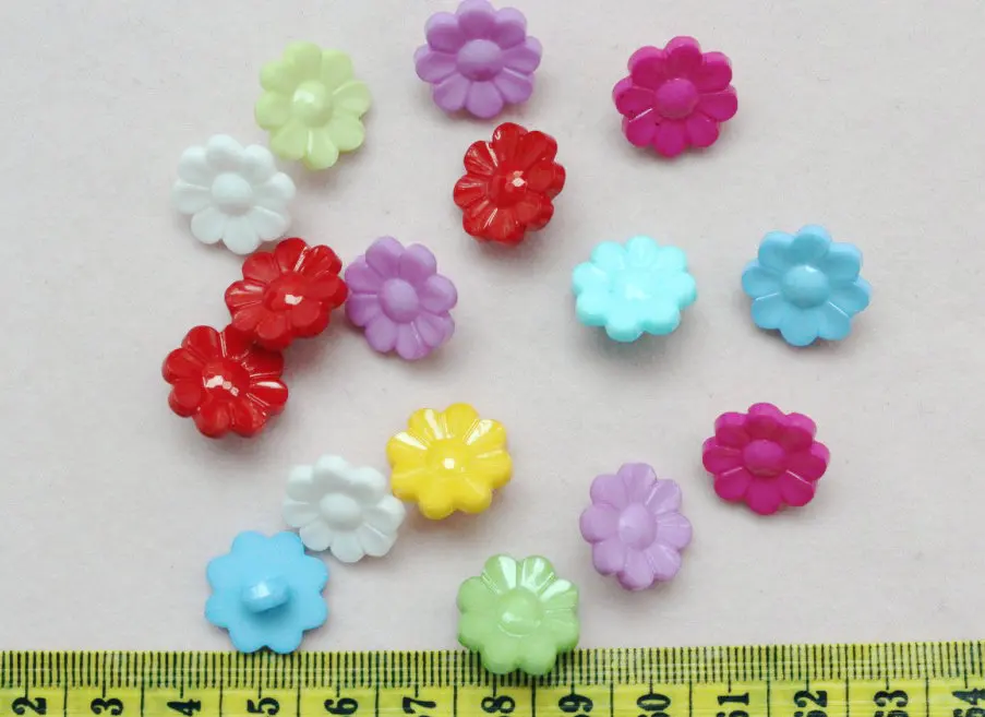 1000 pcs Rainbow Flower Colorful Children Plastic Sewing Sew On Buttons Shank Set 16mm