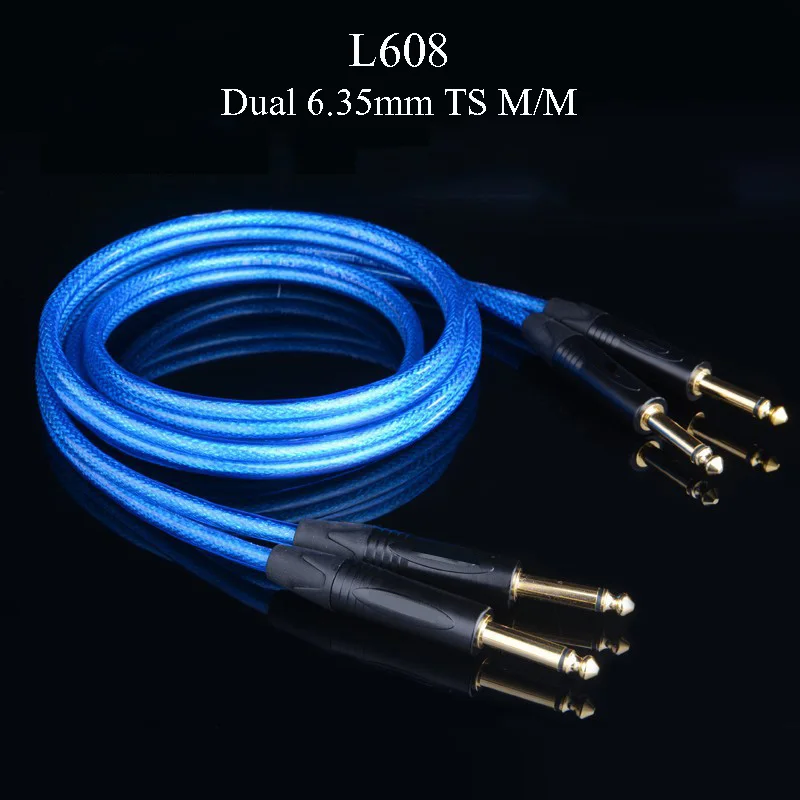 WinAqum Professional Gold Plated Dual 6.35mm TS Coaxial Audio Cable Male To Male Coax Adapter Video Wire L608