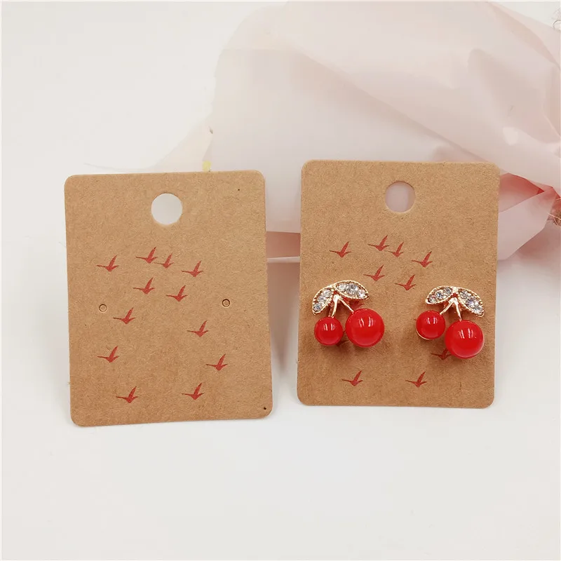 

50Pcs/Lot Earring/Necklace Card For Women Jewelry Set Accessory Display Packing Kraft Paper Cardboard 5x4/10x8cm With Painting