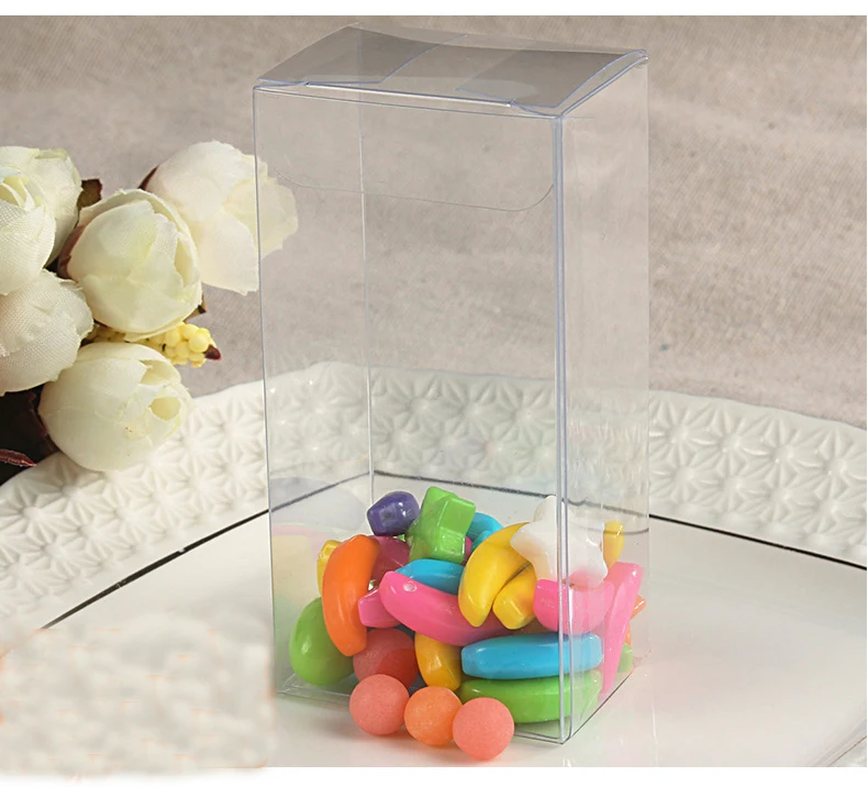 100pcs 3*4*8.2cm Wedding PVC Box Clear Gift Craft Cosmetic Display Box Small Jewelry Packing Holder Transparent Plastic Box