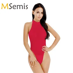 Delle donne Crotchless Costume Da Bagno Perizoma Lingerie Costumi Da Bagno di Alta Taglio Aperto Butt Mock Neck Vestito di Nuoto Ginnastica Body Swim Tuta