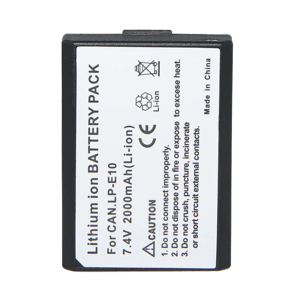 Commercio all'ingrosso 2000mAh LP-E10 Bateria LP E10 LPE10 Batteria della fotocamera per Canon EOS 1100D 1200D 1300D Kiss X50 X70 X80 Rebel T3 T5 T6