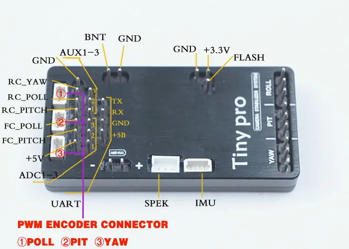 TinyPro 3 Axis gimbal controller BGC 32bit mini BGC Alexmos BaseCam Electronics Simple with encoders and 20608 IMU sensor