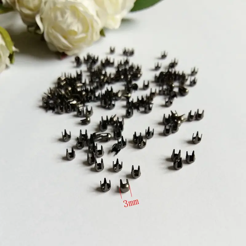 500pcs 3mm black / Silve Round Dome Rivets Spike Studs Spots Nailhead Punk Rock DIY Leather Craft For Punk Bag Belt Leathercraft