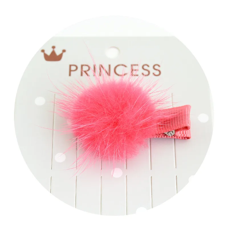 UNTAMED 12pcs/lot Mini Solid Fur Pompom Ball Girls Small Lovely Hairclip Kids Hairpins Hair Accessories Pom Hairball Clips