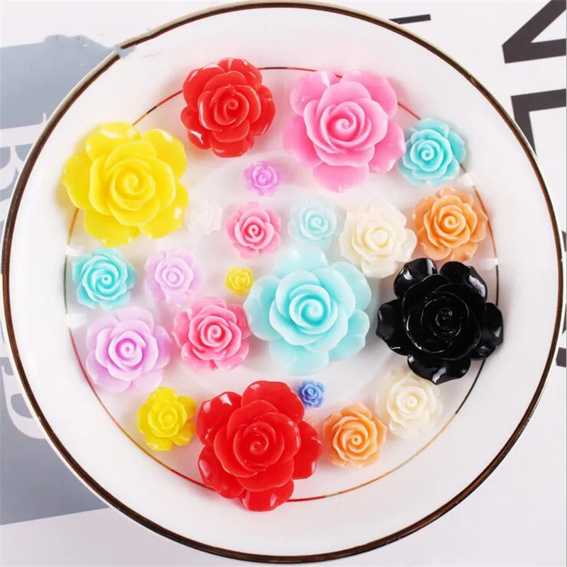 20pcs/lot 26mm resin flower beads for diy phone case Manicure hairclip Hairpin jewelry making handmade accessories materials