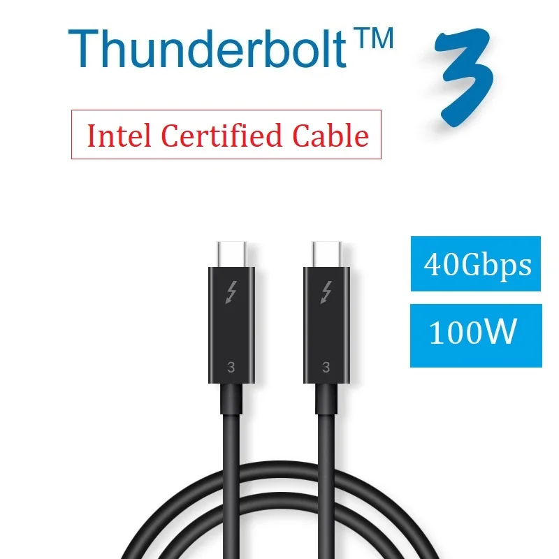 

Thunderbolt 3 Cable (Intel Certified 40Gbps 100W20V5A) USB C to USB C Data Transfer for Display Hub Storage 4K5K MacBook Pro HP