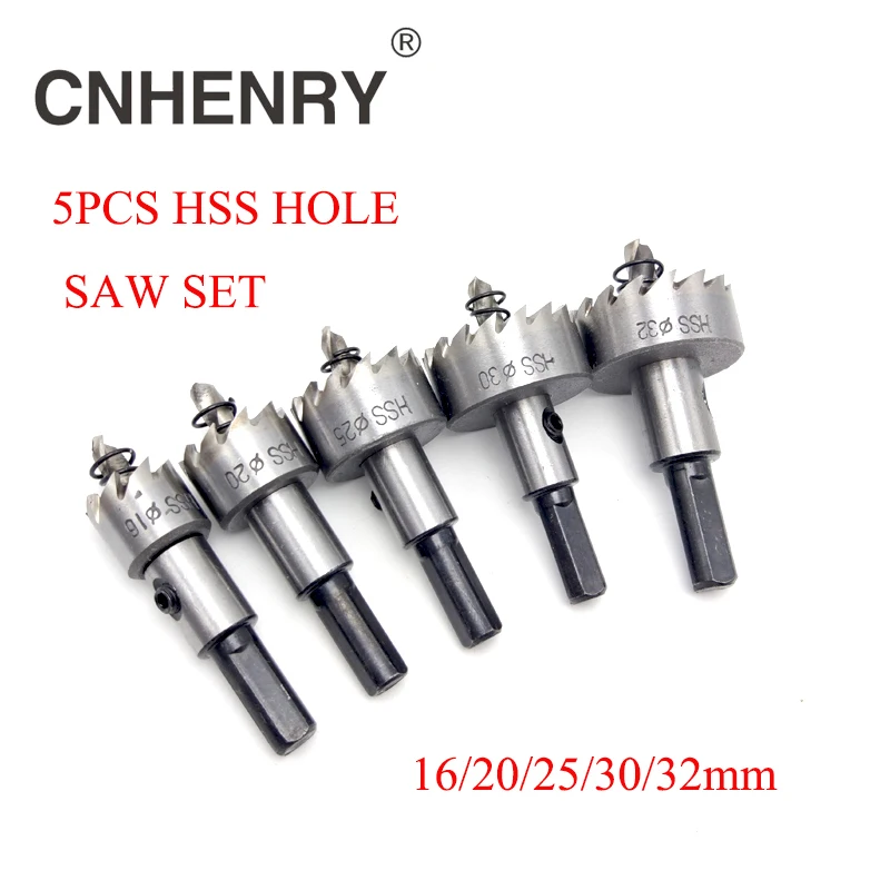 5pcs 16/20/25/30/32mm HSS Core Drill Bit Hole Saw Cutter Set For Cuttting Stainless Steel Metal High-speed Steel