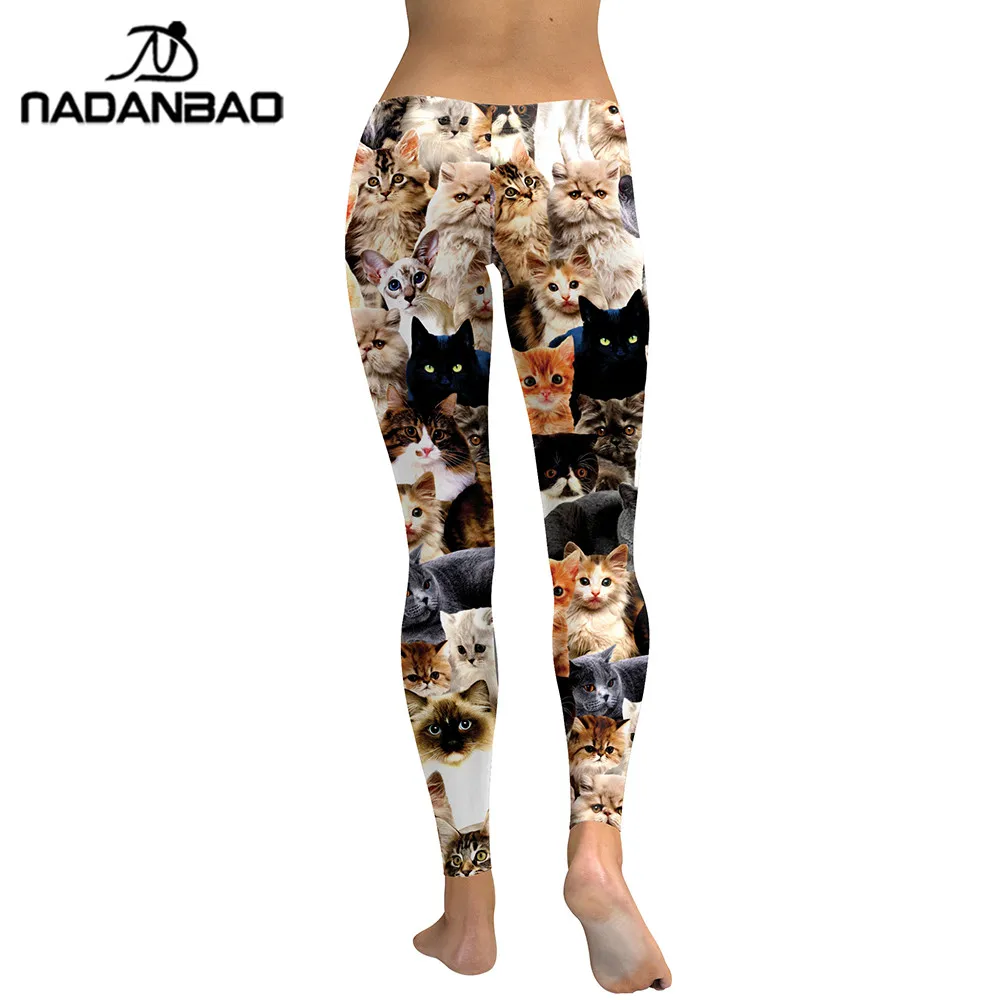 NADANBAO-Leggings de fitness à imprimé numérique pour femmes, pantalons d'entraînement taille haute, pantalons de rue décontractés, Lovely Cat Hologrephic, 2024