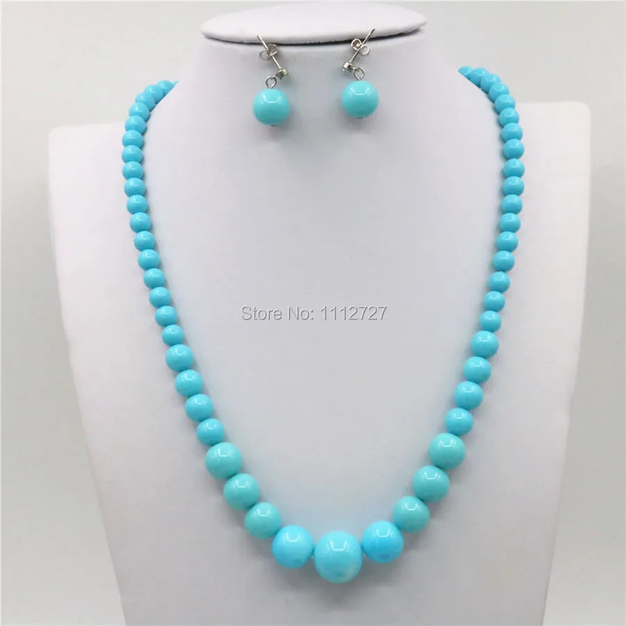 6-14mm Accessories Natural Blue Seashell Beads Tower Necklace Chain Earbob Earrings Sets Girls Christmas Gifts Jewelry Making