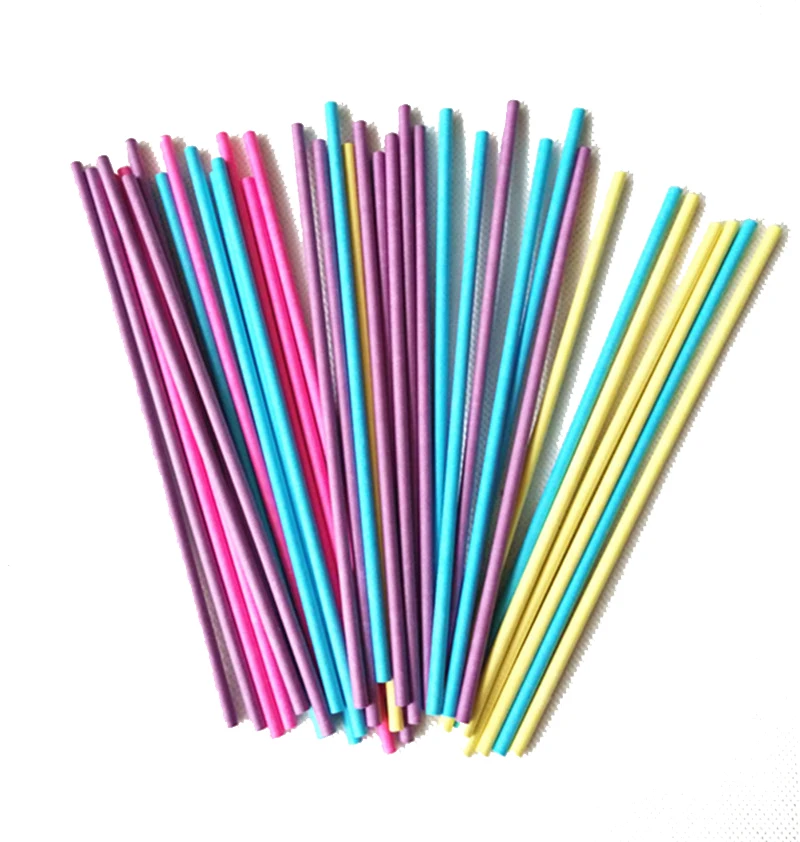 20 Pcs Rainbow 10/15 cm Lollipop Cake Paper Stick Cake Pops White Solid Paper Stick Baking DIY Sugar Craft Fondant Mold Candy