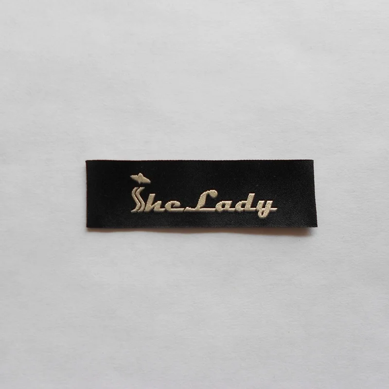 (1000pcs/pack) Customized damask collar woven label, high density luxury private clothing main labels with brand name and logo