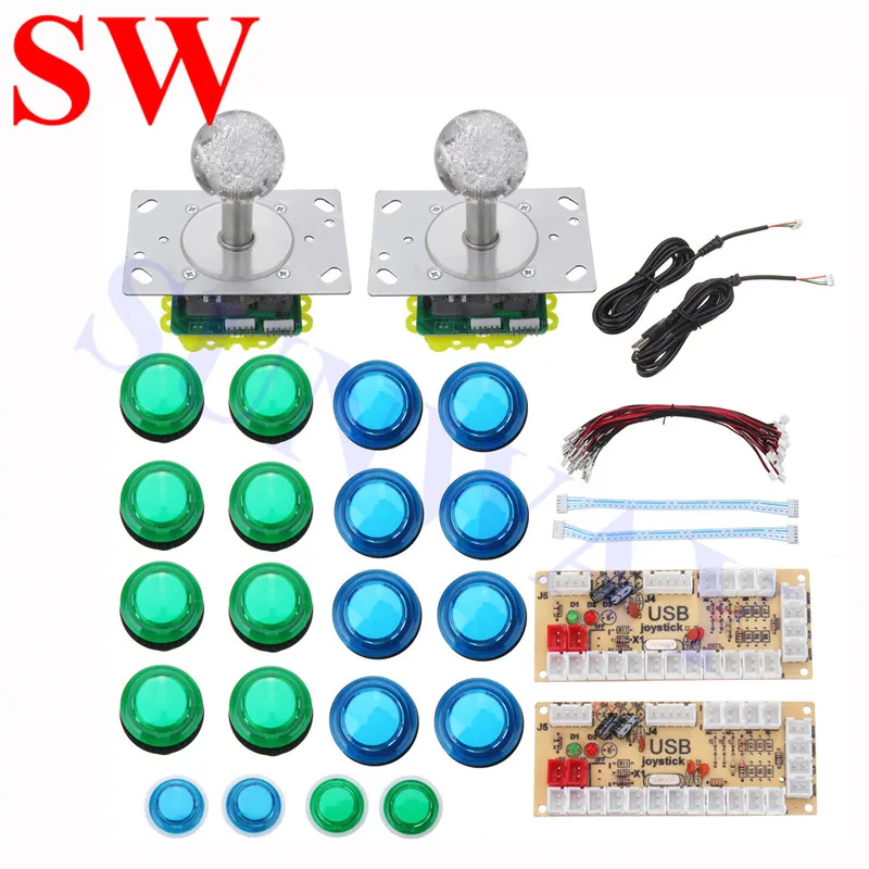 

High Quality Zero Delay Illuminated Arcade Joystick DIY Kit with USB Encoder +20PCS LED Push Buttons for Mame Jamma Arcade Games