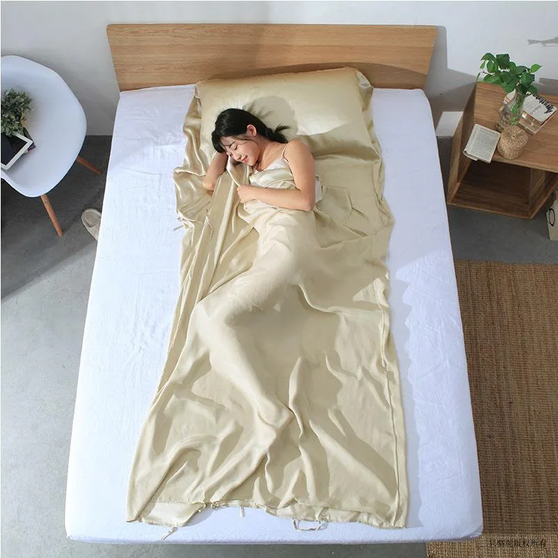 

100% Silk Sleeping Bag Liner Solid Color Traveling Camping Sheet Sleeping Lightweight Envelope Sleeping Sheets With Carry Bag