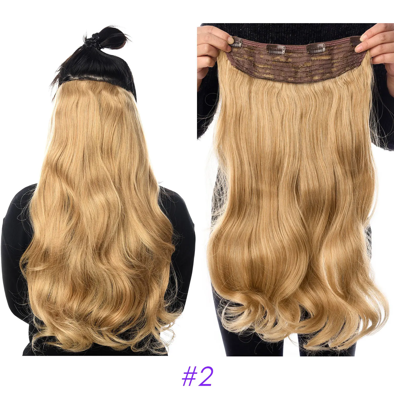 DinDong 24 inch Synthetic Clip in Hair Extensions 19 Colors Available Blonde Grey Heat Resistant Fiber 190G