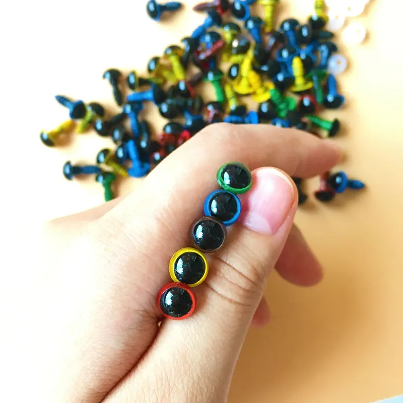 New 100Pcs 8mm Mix Color Plastic Safety Eyes DIY For Teddy Bear Stuffed Toy Snap Animal Puppet Doll Craft Toy Part