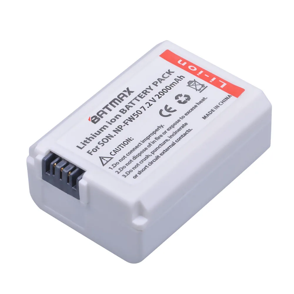 Batmax-Batería de cámara Digital para Sony, 2000mAh, NP-FW50, NPFW50 NP, FW50, a7, a7R, NEX 3, 3N, 7, NEX5, A65, A77, A3500, A5000, A6000, A6300, 1 unidad