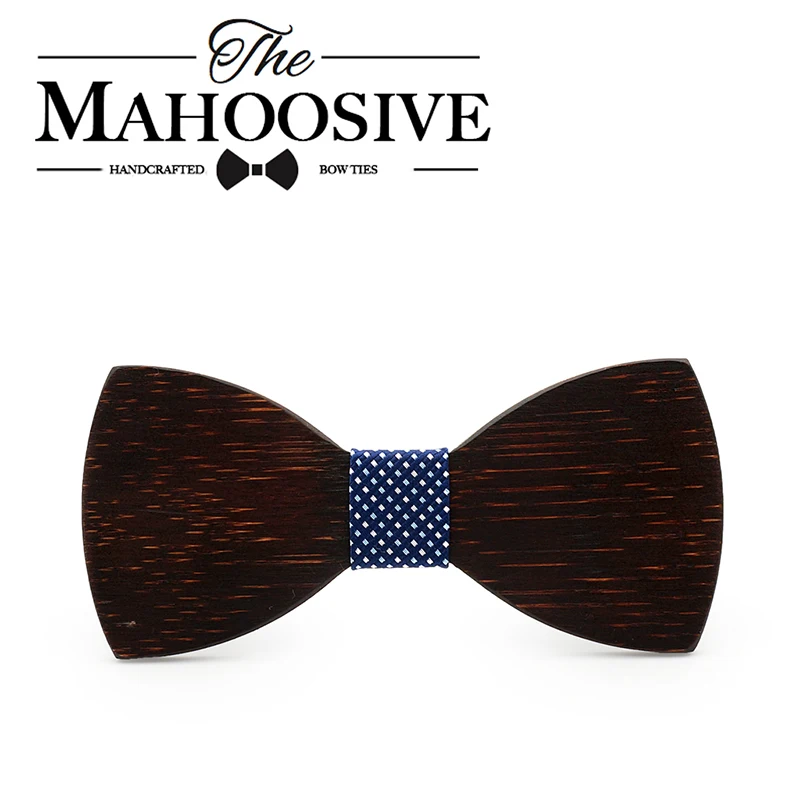 

Mahoosive Black wood Novelty Wedding Party Polyester Bowtie Papillon Men Women Bow Tie Solid Color Bolo Neckwear Cheap Cravat