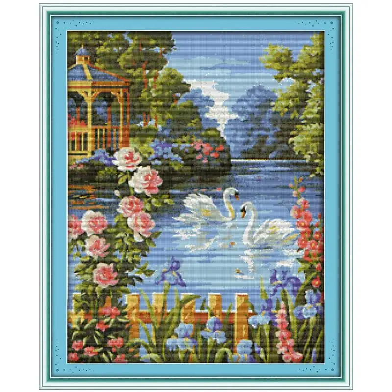 Swan Lake (3) Patterns Counted Cross Stitch Set DIY 11CT 14CT 16CT Stamped DMC Cross-stitch Kit Embroidery Needlework Home Decor