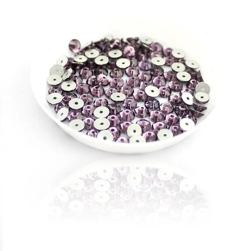 SS16-SS30 Much Color Glass Material Round Rhinestone Crystal Sewing Stone Flat back Hole Clothing Decoration Accessories