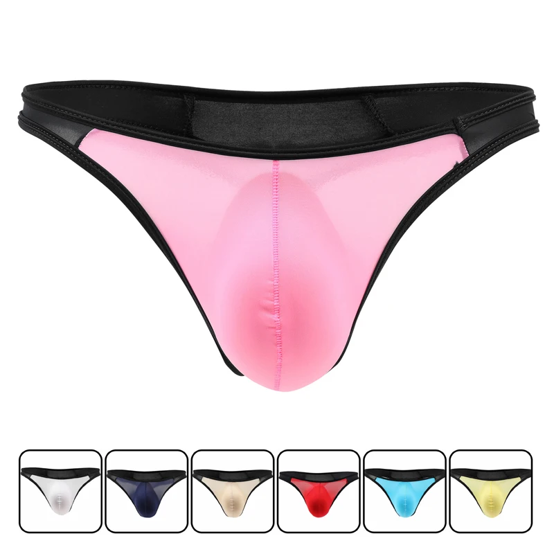 

Man Cueca Soft Bikini Jockstrap T Back Mens Thongs and G Strings Sexy Seamless Underwear Penis Pouch Panties U convex Ice Silk