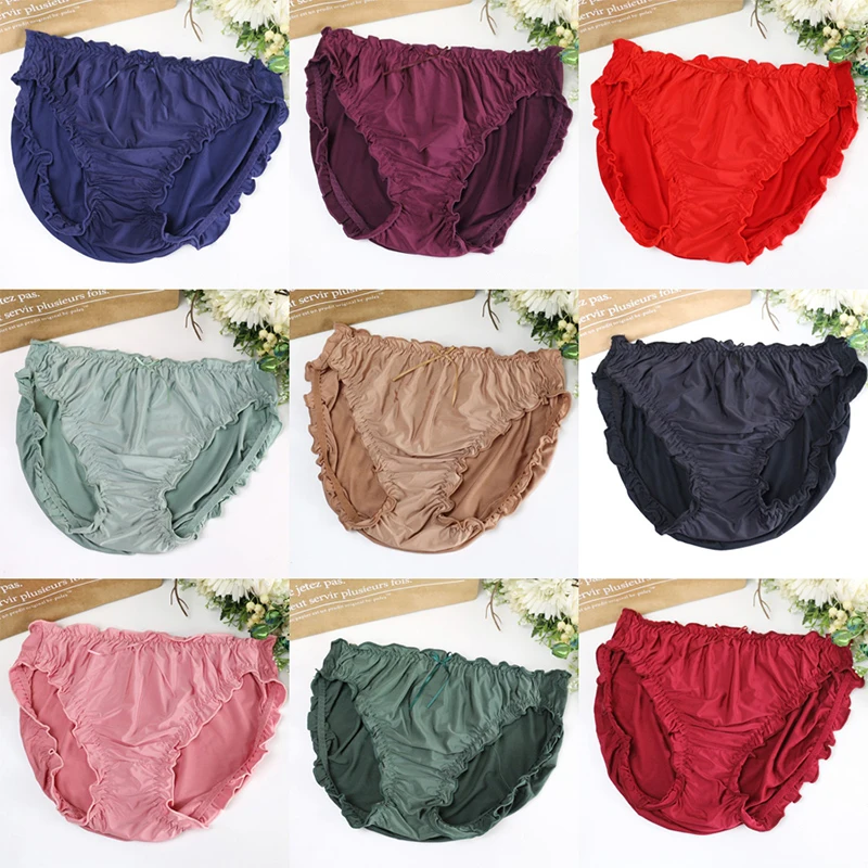 Women\'s Panties Large Sizes High Waist Modal Ruffle Milk Silk Sexy Underwear Plus Size Women Underpanties Fits 75-140 Kg