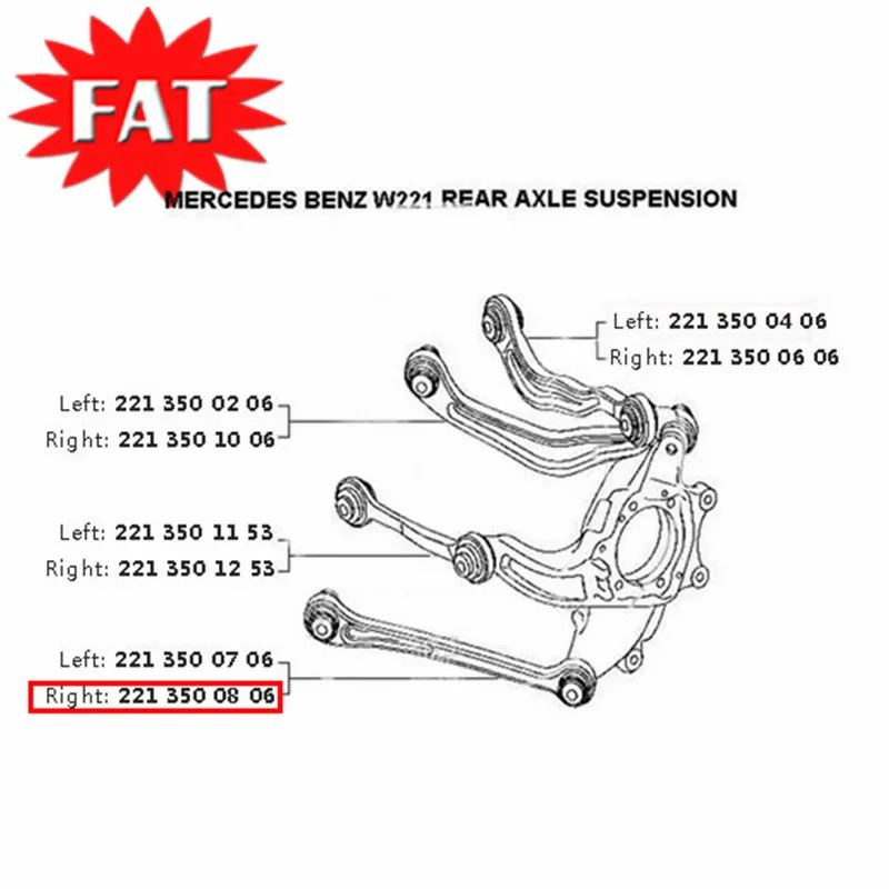 Rear Axle Lower Right Control Arm For Mercedes W221 S-Class C216 CL63 CL550 AMG S400 S350 S500 S550 S600 2213500806