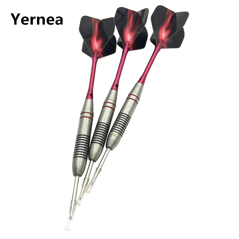 Yernea 3Pcs Steel Tip Darts New 24g Professional Hard Darts Throwing Sports Games Stainless Steel Dart Barrel Shafts Flights