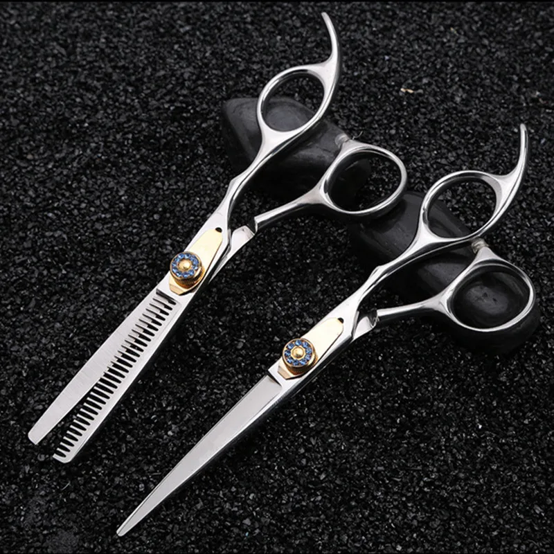 

professional Japan 440c 6 inch gold gem hair scissors haircut thinning barber makas scisors cutting shears hairdresser scissors