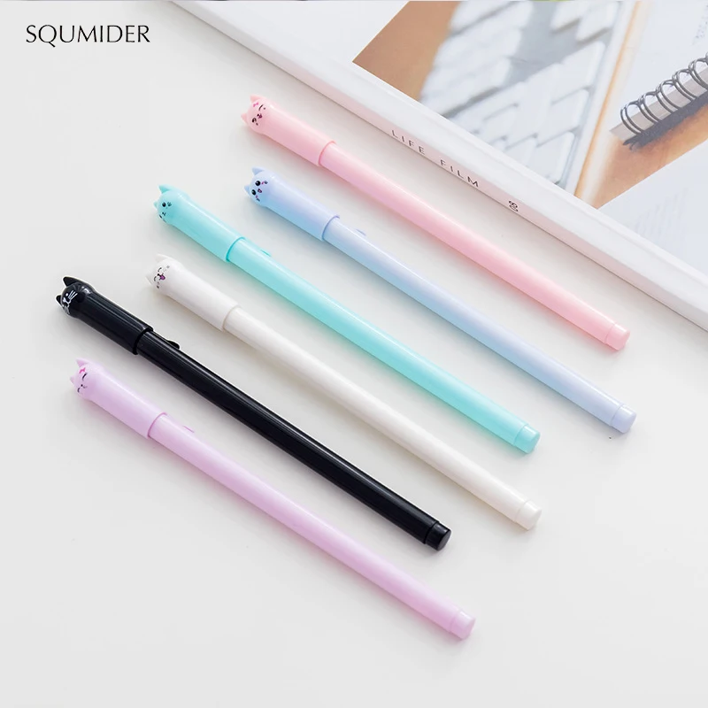 Creative Cute Cat Gel Pen 0.5mm Stationery Student Full Needle Black Ink Pen School Office Supplies