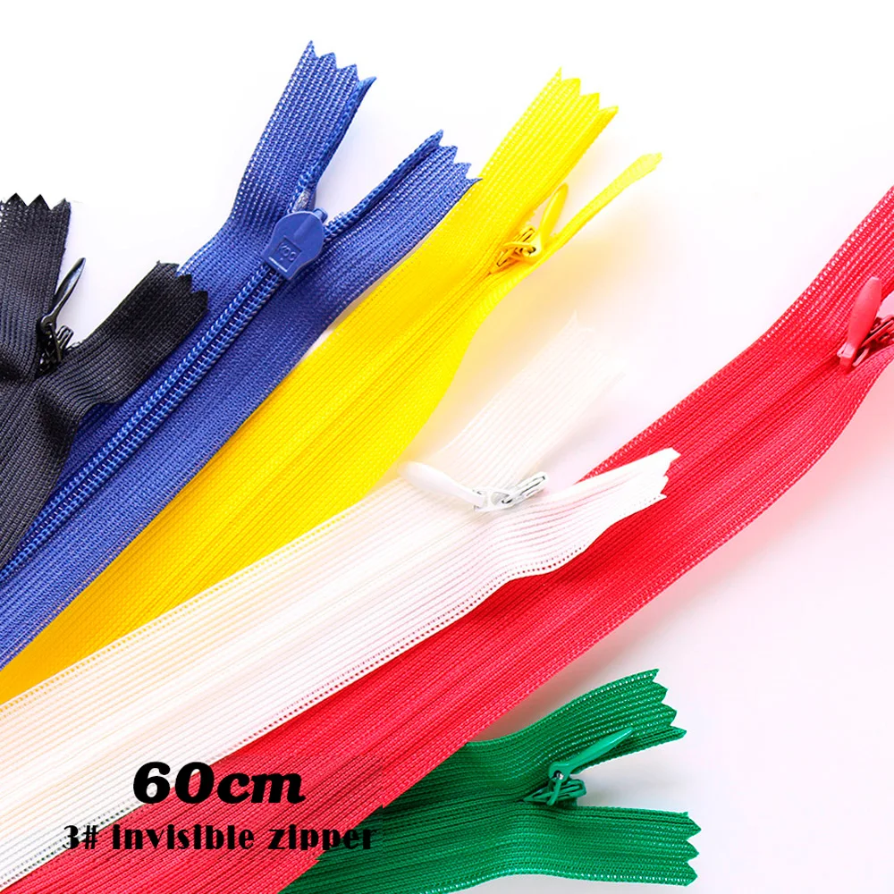 5Pcs 60Cm Invisible Zipper Secret Zippers For Clothes Tailoring Accessories Lace Zipper Diy Shoe Repair Knitting Zips For Sewing