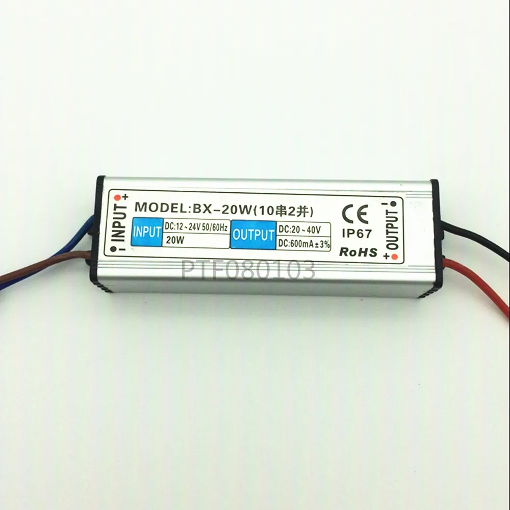 DC 12-24V 20w waterproof LED Driver Waterproof IP67 Output DC 20-40V 600 mA Power Supply For LED light