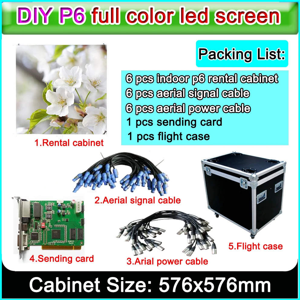 

27777 Pixel Density P6 led full color video wall High Brightness and Resolution LED rental die-cast aluminum cabinet 576x576mm