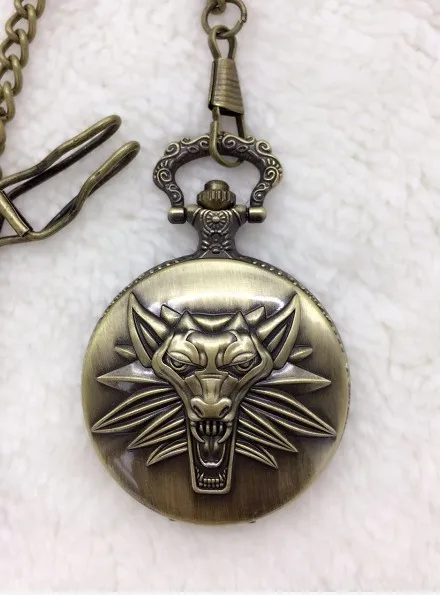 

FANTASY UNIVERSE FREE SHIPPING 20pc a lot Wolf pocket watch FOB ChAIN HJY52