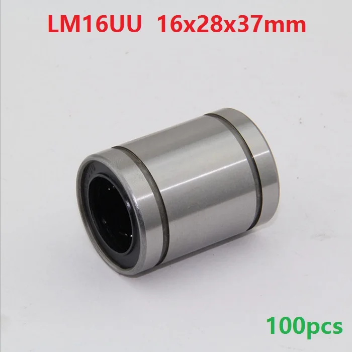 

100pcs/lot LM16UU 16mm bearing linear ball bushing bearings 16x28x37mm for CNC parts 3D printer parts linear guide