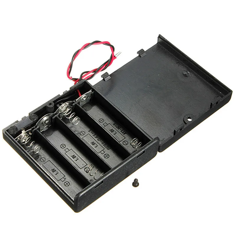 1PC 4 x AA 2A Battery Holder Box Switch Battery Holder Connector Enclosed Box ON/OFF Power Switch Wire