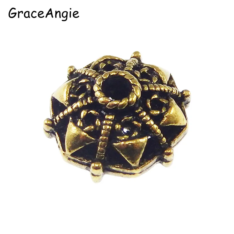 GraceAngie Wholesale 10pcs Bohemia Beads Antique Bronze Tone Flower Geometry Pattern Alloy Jewelry Bead Findings DIY Top Quality