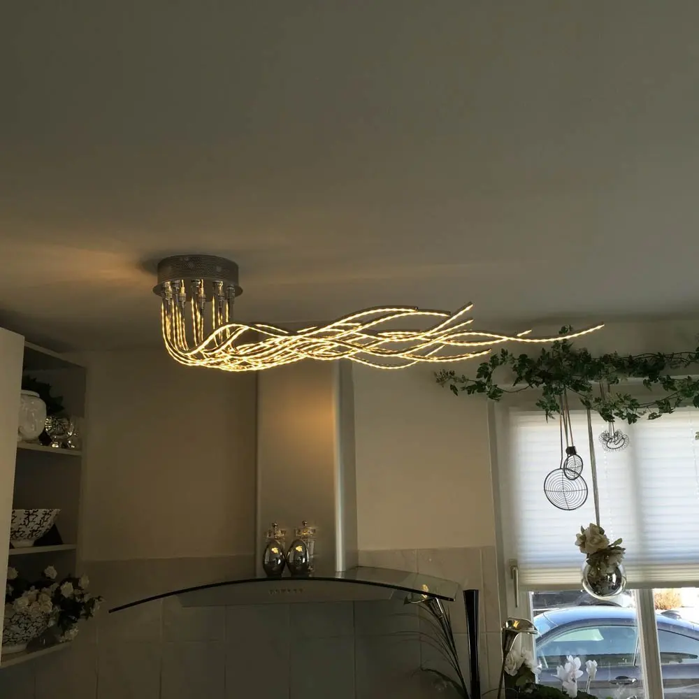 Modern simple personality aluminum wavy dining room  Nordic living room creative branch ceiling light