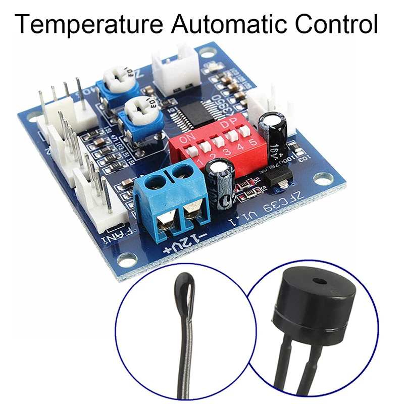 DC 12V 5A PWM PC CPU Fan Temperature Control Speed Controller Board Speed Controller Temperature Probe Buzzle