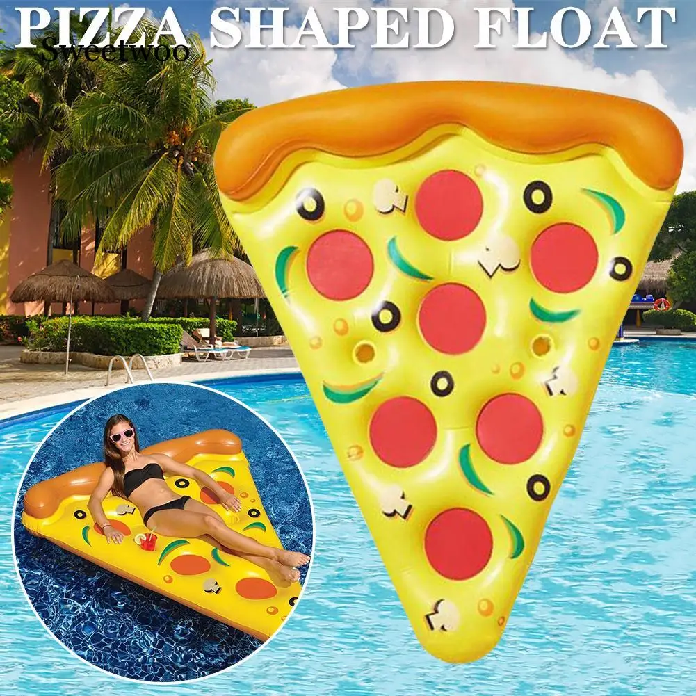 180cm Summer Inflatable Lovely Pizza Shape Floating Bed Swim Pool Floats Raft Air Mattresses Swimming Fun Beach Toy For Adult