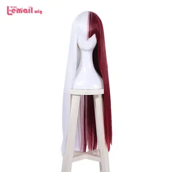 L-email wig MHA Shouto Todoroki Cosplay Wigs BNHA Cosplay 80cm Long Straight Red White Women Halloween Synthetic Hair