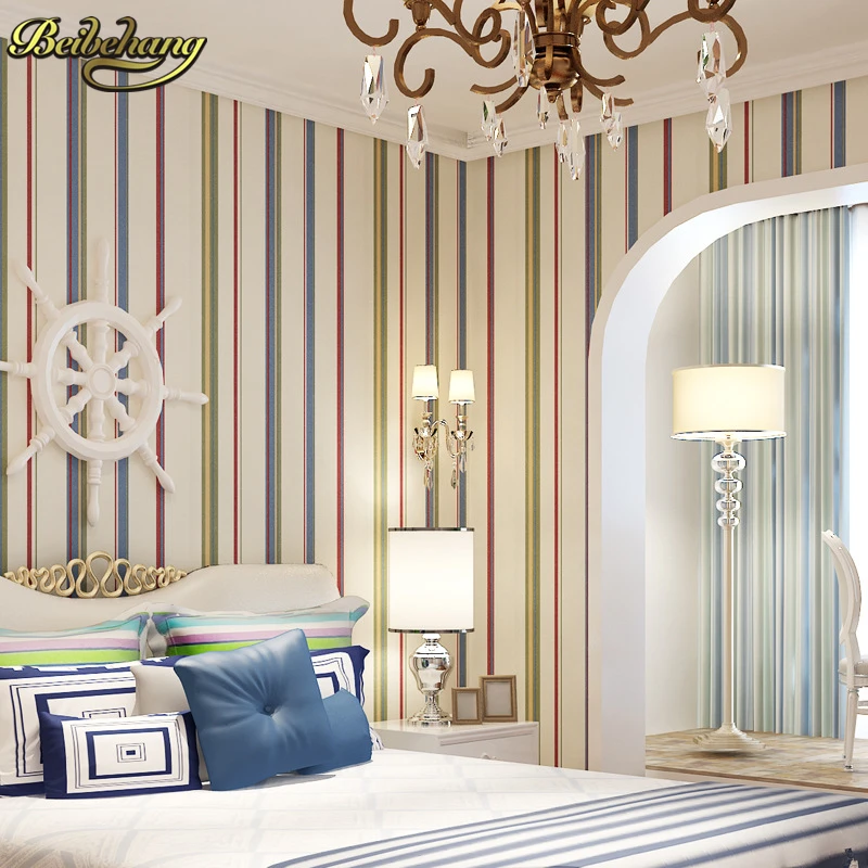 beibehang 3D mural wallpaper stripe wall paper background wall wallpaper striped non-woven wallcovering papel de parede listrado