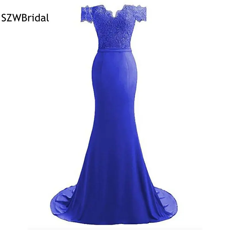 

Abendkleider Cheap Mermaid evening dresses 2024 Off the shoulder Royal blue evening gowns In stock vestido longo